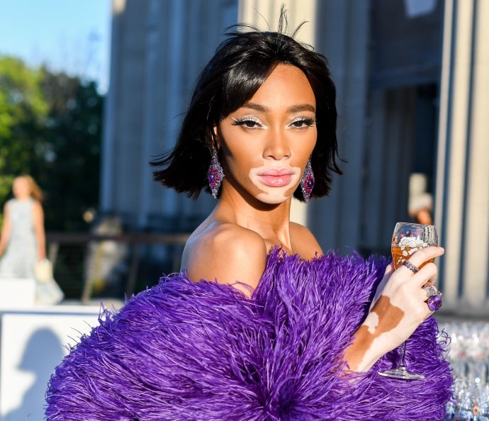 Winnie Harlow at Council of Fashion Designers of America CFDA with Perrier-Jouët an