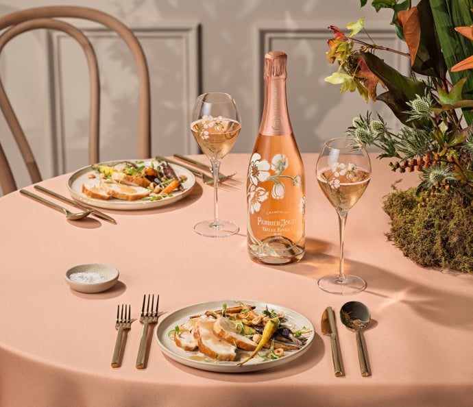 Perrier Jouët Roasted Thanksgiving Turkey Holiday Food Recipe pairing with Perrier Jouët Belle Epoque Rose Champagne