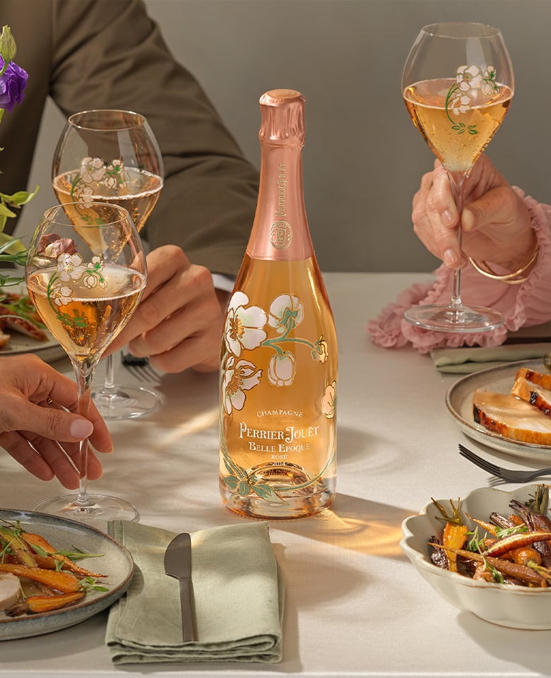Belle Epoque Rosé 2014 on a table with 3 glasses