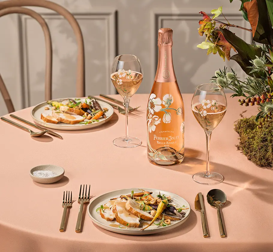 plated roasted turkey with Belle Epoque Rosé